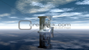 metal uppercase letter e under cloudy sky - 3d rendering