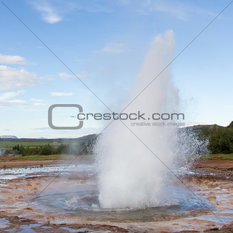 Strokkur eruption in the Geysir area, Iceland