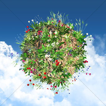 3D globe with wild flowers