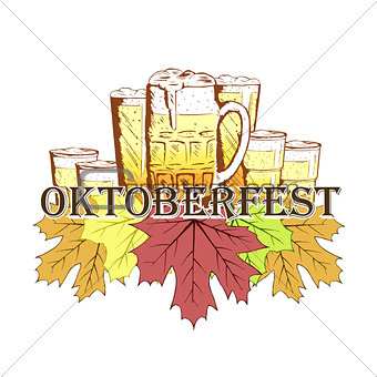 Oktoberfest emblem in hand drawn sketch style