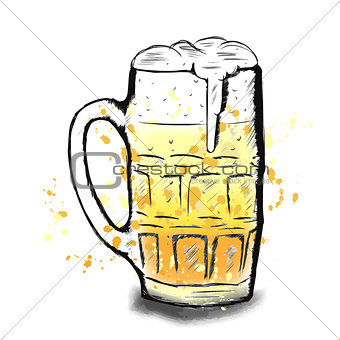 Vector colorful sketch of beer cup