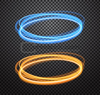 Round neon light trail vector special effects set