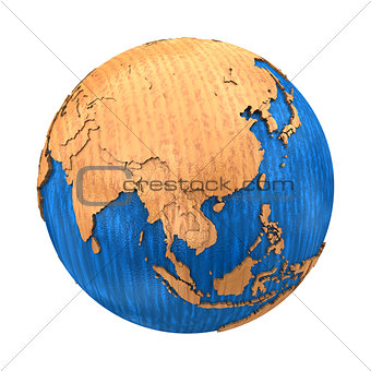 Southeast Asia on wooden Earth