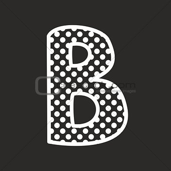 B vector alphabet letter with white polka dots on black background