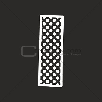 I vector alphabet letter with white polka dots on black background