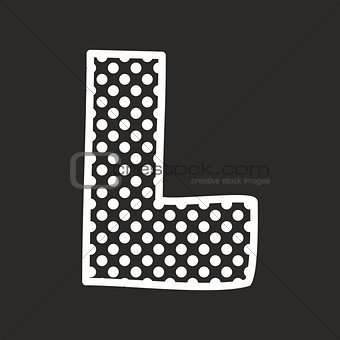 L vector alphabet letter with white polka dots on black background