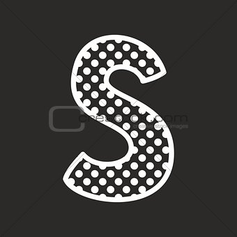 S vector alphabet letter with white polka dots on black background