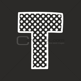 T vector alphabet letter with white polka dots on black background