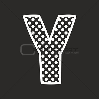 Y vector alphabet letter with white polka dots on black background