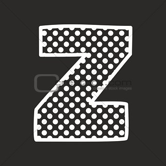 Z vector alphabet letter with white polka dots on black background