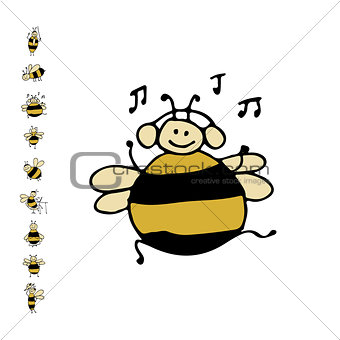Funny dance bee, sketch for your design