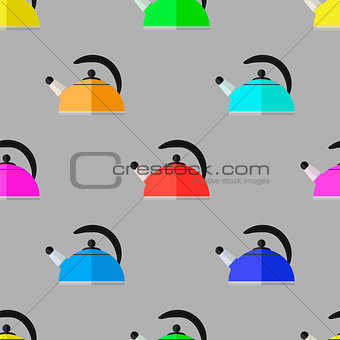 Kitchen Colorful Kettle Seamless Pattern