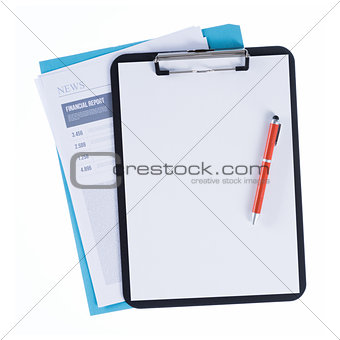 Financial report and clipboard