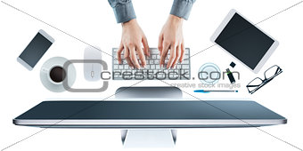 Business woman working at office desk