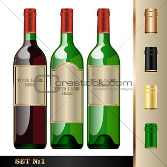 Vector wine bottles mockup, your label here