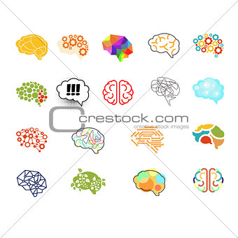 Brain Icon Set, Vector Illustration Set