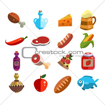 Set of Food Icons in Flat Design