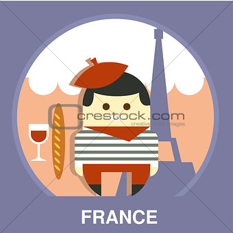 France Resident on Traditional Background Vector Illustration