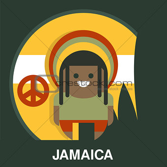 Jamaican Man in Bright Clothes Vector Illustration