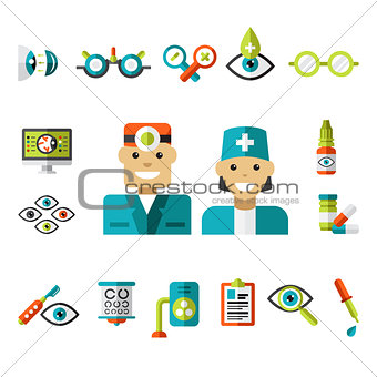 Optical icons, Ophthalmology Icons Set