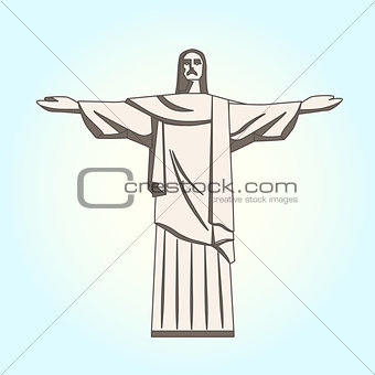Christ the Redeemer Statue in Flat Style