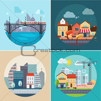 City and Town Landscapes, Buildings