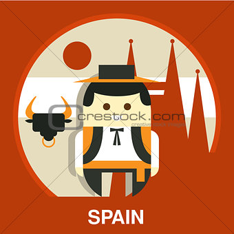 Spanish Traditional Man Vector Illustration