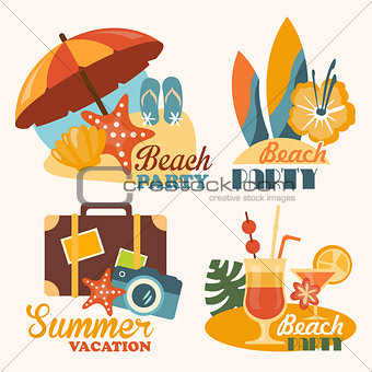 Set Travel and Vacation Vector Illustrations in Flat Style