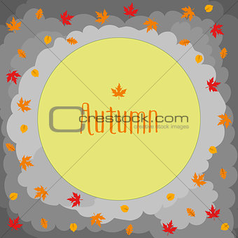 Autumn round with cute leaves, mushrooms, pumpkin and other autumnal design elements.