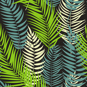 Beautifil Palm Tree Leaf  Silhouette Seamless Pattern Background