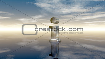 metal uppercase letter i under cloudy sky - 3d rendering