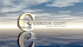metal uppercase letter g under cloudy sky - 3d rendering