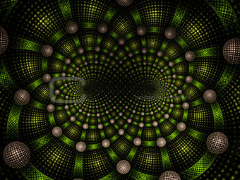 Abstract fractal fantasy green spiral pattern