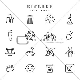 Ecology line icons set