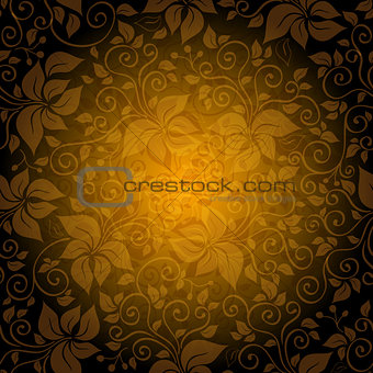 Seamless gold pattern with translucent flowers