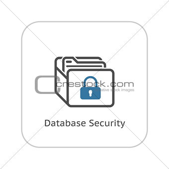 Database Security Icon. Flat Design.
