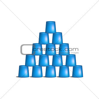 Pyramid of cups in blue design