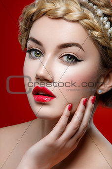 Girl with red lips