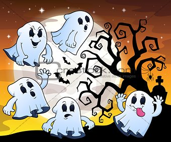 Halloween image with ghosts theme 1
