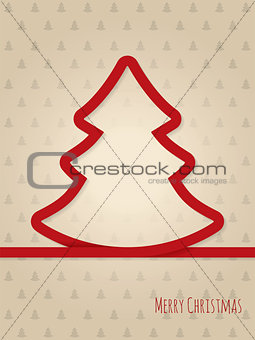 Christmas greeting card with red ribbon tree