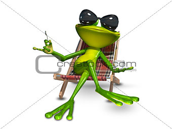 3d Illustration frog with a cup of coffee