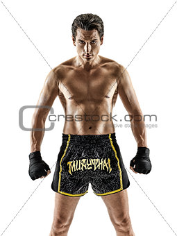 Muay Thai kickboxing kickboxer boxing man isolated
