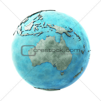 Australia on marble planet Earth