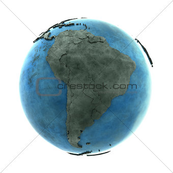 South America on marble planet Earth