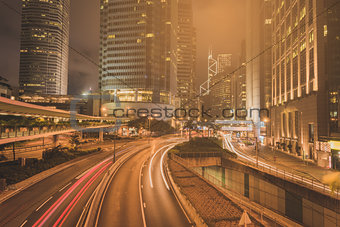 Traffic in city of hongkong at Rush hours