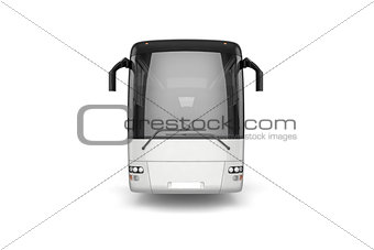 Front View - Bus Mock Up on White Background, 3D Illustration