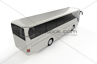 Top Back Perspective View on White City Bus - Background