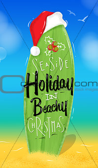 Christmas poster surfboard