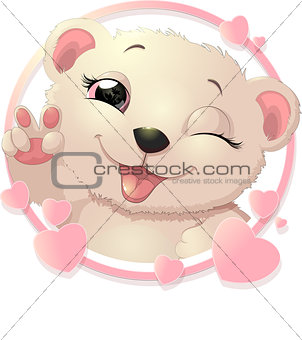 bear surrounded by hearts