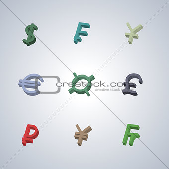 Currency Icons, vector illustration.